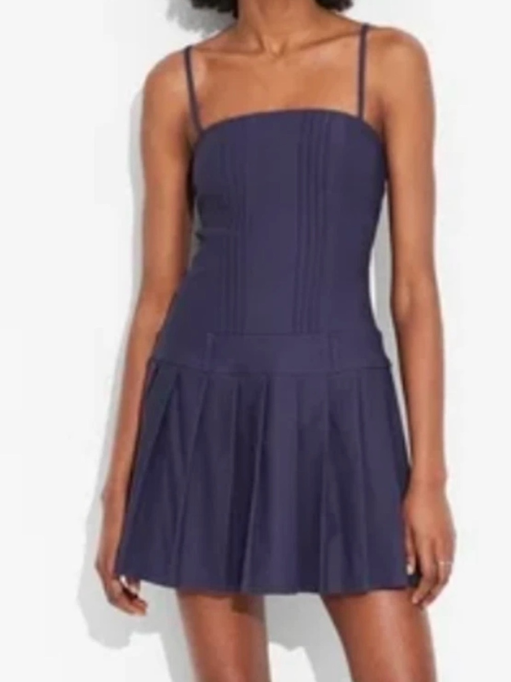 wild fable Purple Pleated Mini Dress with Spaghetti Straps